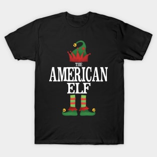 American USA Elf Matching Family Group Christmas Party Pajamas T-Shirt